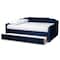 Baxton Studio Lennon Modern and Contemporary Navy Blue Velvet Fabric Full Size Daybed with Trundle 186-11467-Zoro - alternate 5